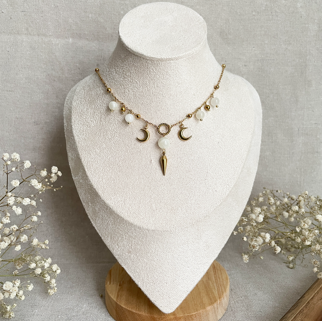 Collier triple lune doré