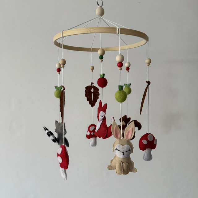Woodland felt baby mobile