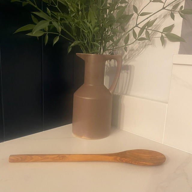 Beautiful ergonomic olive wooden spoon ideal for any enthusiastic chef