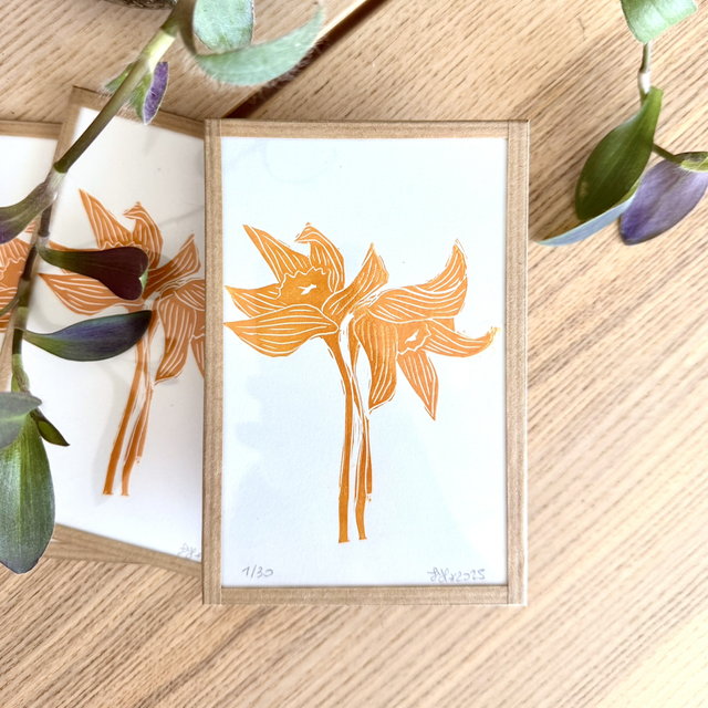 Duo de jonquilles orange - petit cadre 10x15