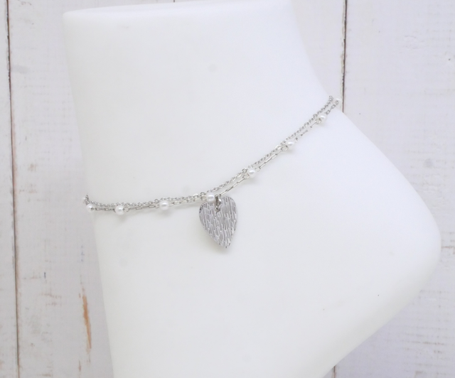 Chaîne de cheville double cœur 