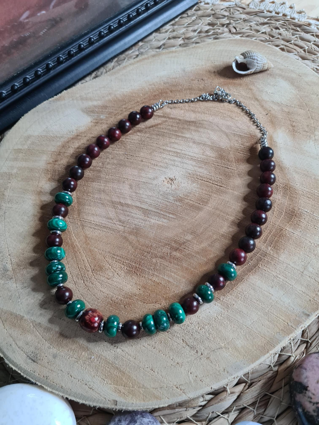 Collier Bois et Malachite 