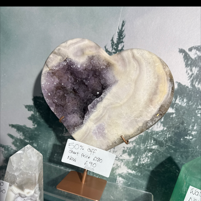 Statement Brazilian amethyst heart
