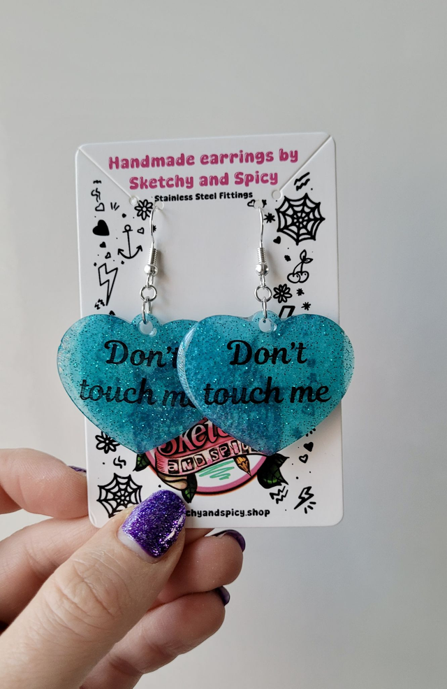 Earrings | Heart Earrings – Don’t Touch Me - Stainless Steel Hooks
