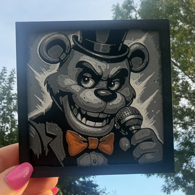Five Nights at Freddy's Mini HueForge Framed Wall Art – Freddy Fazbear 10 × 10 cm