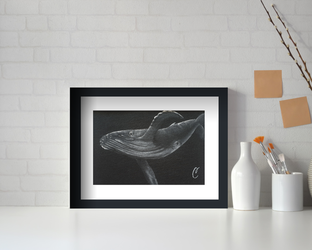 Aquarelle Baleine "Free Paul Watson" -  Œuvre Originale et unique
