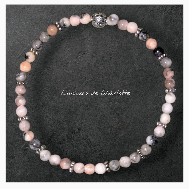 Bracelet &quot;Opale rose&quot; 4mm BR-237