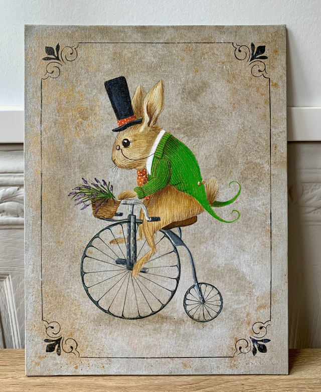 Carton toilé "lapin en balade"n°1