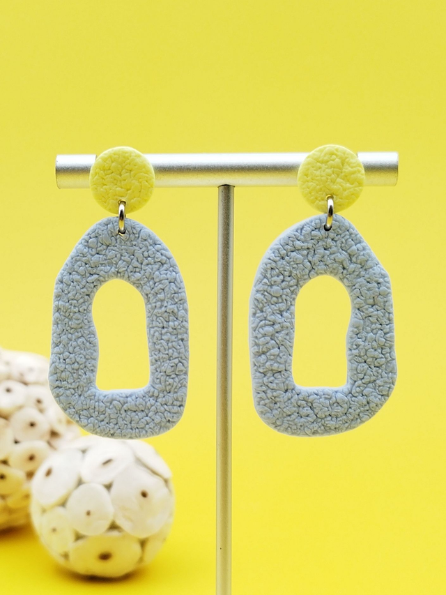 Boucles d'oreilles "Odéa" Bleu et Jaunes pastels