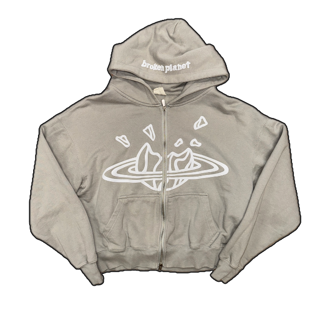 Broken Planet Graphic Print Zip Up Hoodie - S