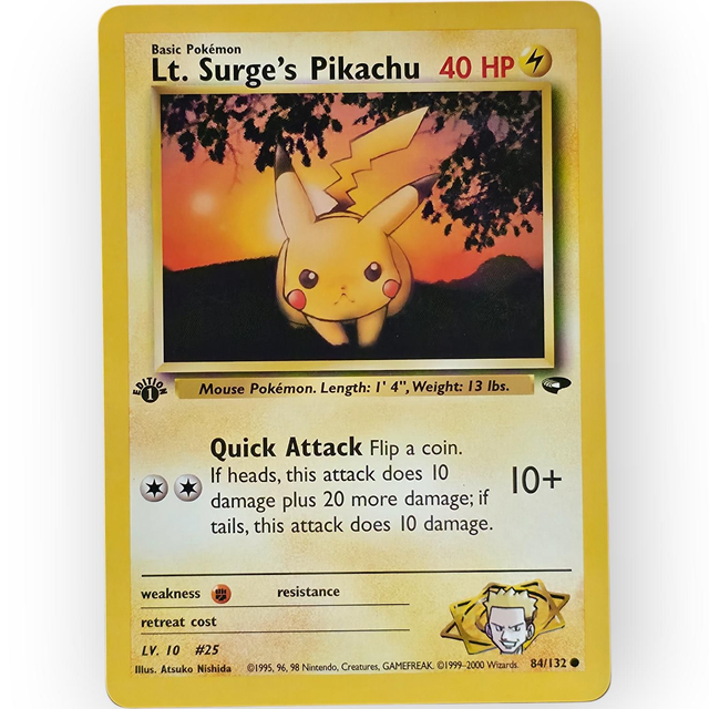 Lt. Surge's Pikachu 1st Edition | Gym Heroes #84 | Englisch