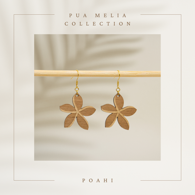 Boucles d'oreilles en Bois / Wood Earrings - Pua Melia Poahi