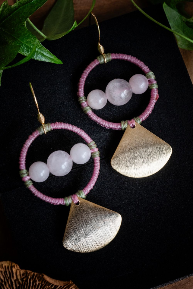 Aphrodite - Boucles d'oreilles Quartz rose