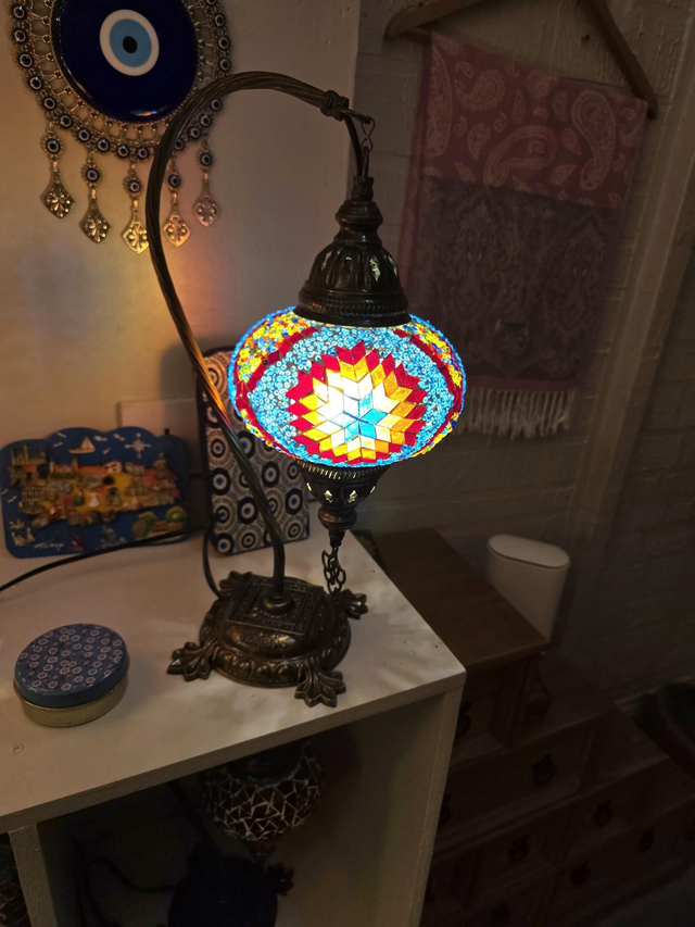 Large Mosaic Swanneck Table Lamp