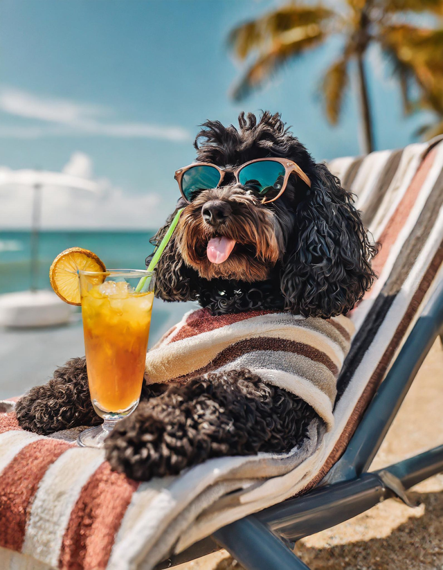 Cockerpoo at the Beach Framed Canvas