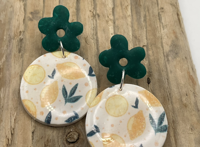 Glazed lemon statement earrings