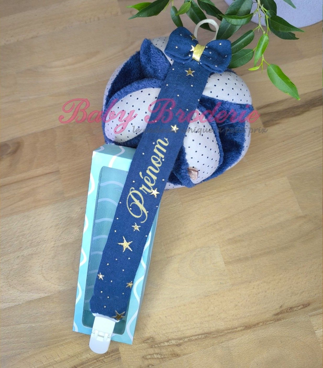 Attanche Tétine Bleu à étoile doré