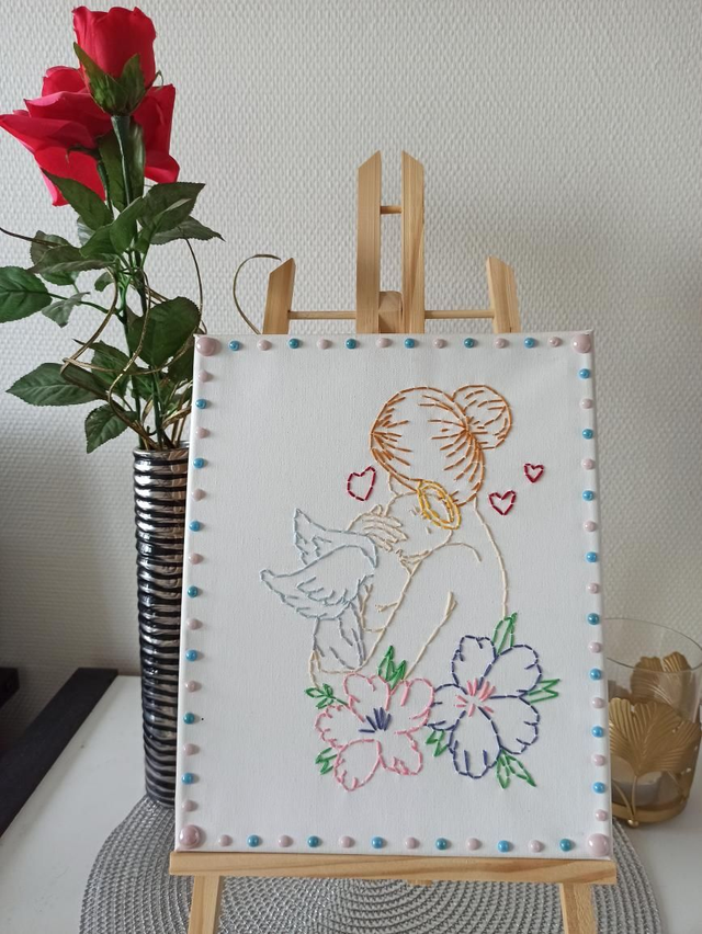 Toile brodée Mamange