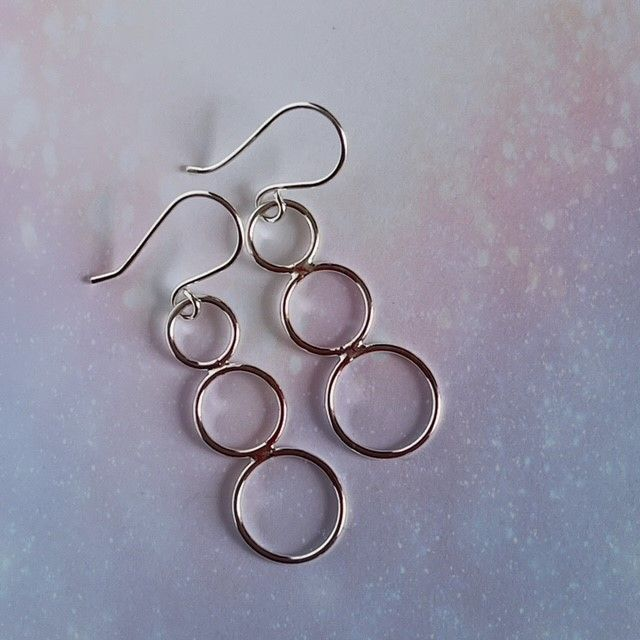 Silver Circle Drop Earrings