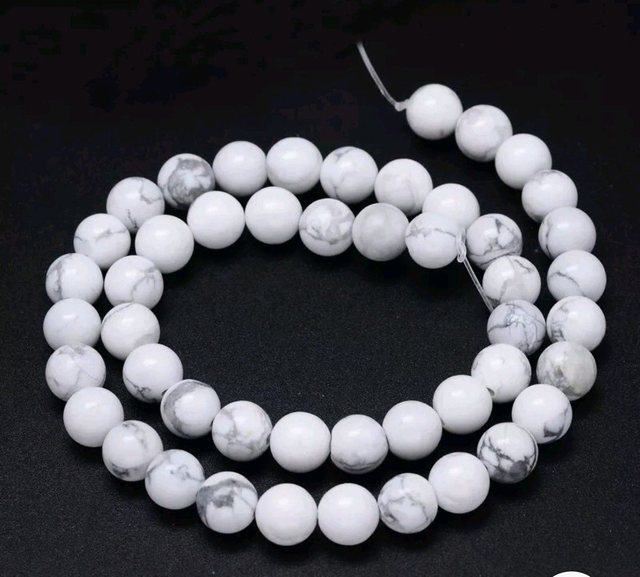 Howlite Perles Rondes Polies - A l&#039;unité