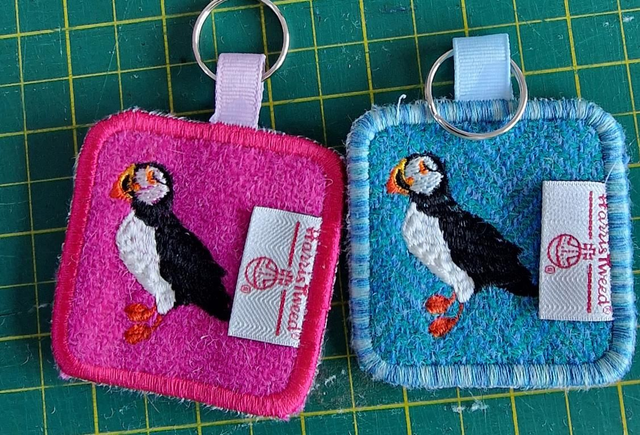 Harris Tweed Keyfobs embroidered
