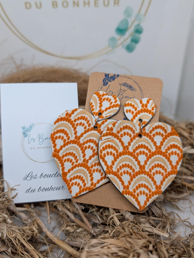 Boucles d'oreilles Maxi coeur ❤️ orange c110