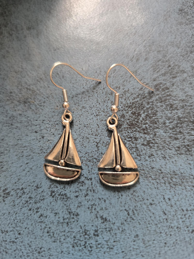 Earrings silver 2 sailed boat yacht