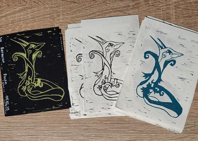 Serperior Lino cut print