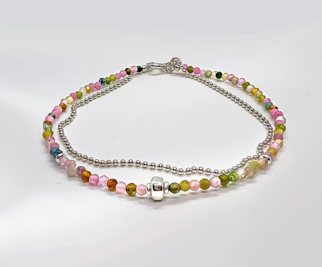 Pulsera de cadena de plata 925 con Turmalinas facetadas