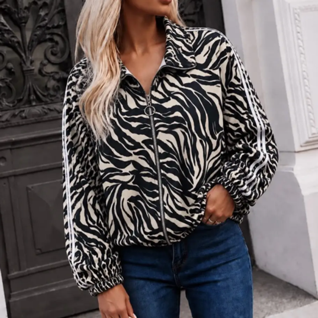 Blousonjacke mit Zebramuster &amp; Streifen