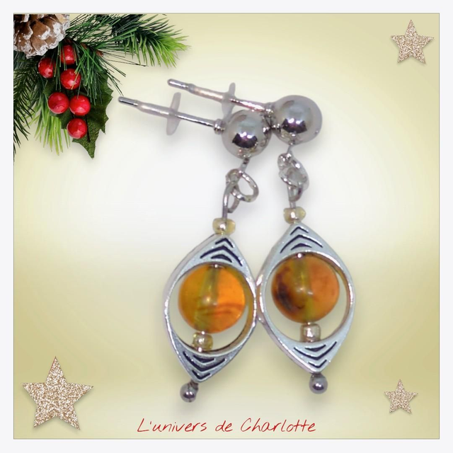 Boucles d'oreilles "Ambre" argenté BO-200