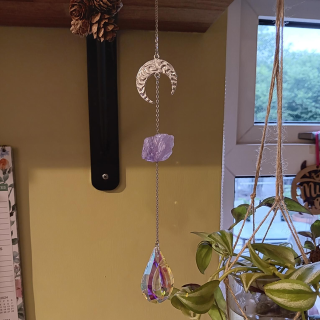 Raw Amethyst Crystal Sun Catcher With A Sterling Silver Chain
