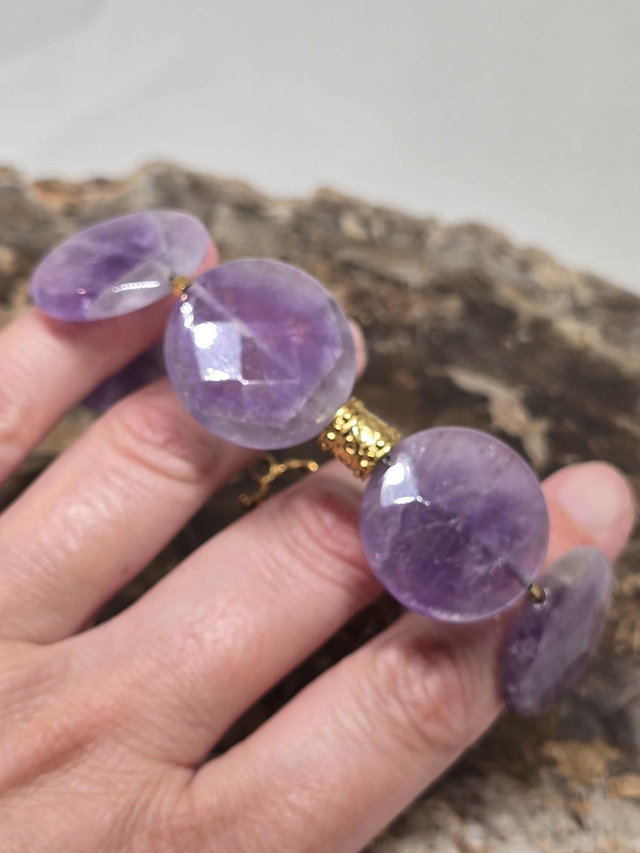 Bracelet Améthyste ronde 2,5 cm