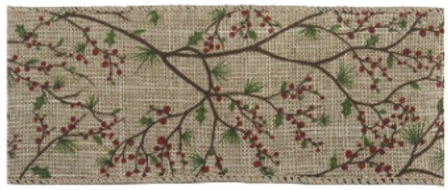 Tree Wired Edged Ribbon (63mm wide) Sold Per Metre (CRT22\3)