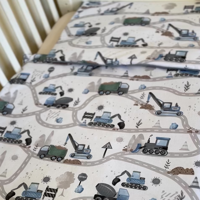Construction Vehicle (Blue) | Kids Blanket Set