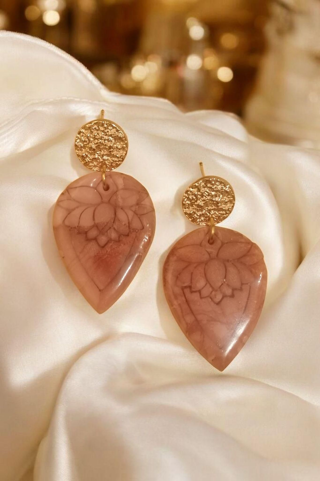 Boucles d&#039;oreilles marbre rose 