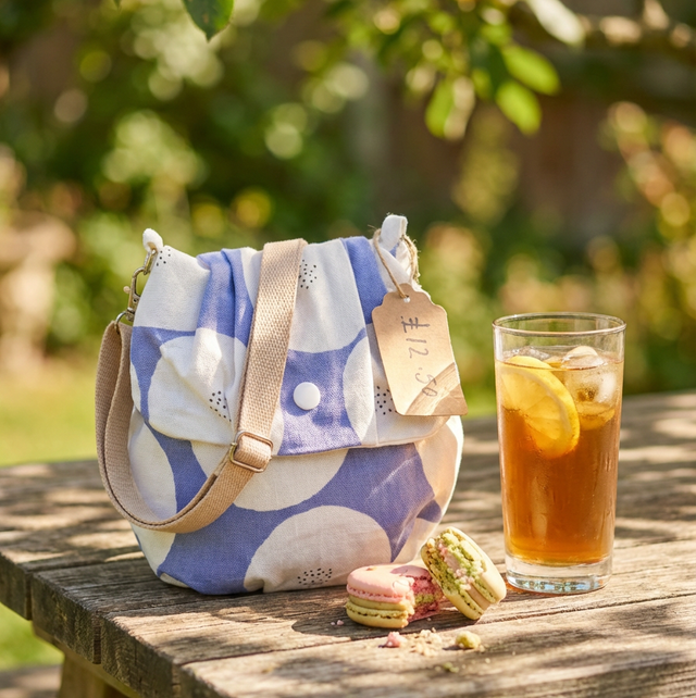 SS110 - White and Blue Dot Pattern Crossbody Shoulder Bag