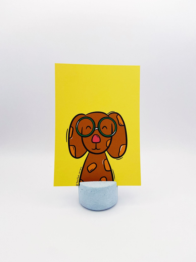 Dog with glasses A6 art print