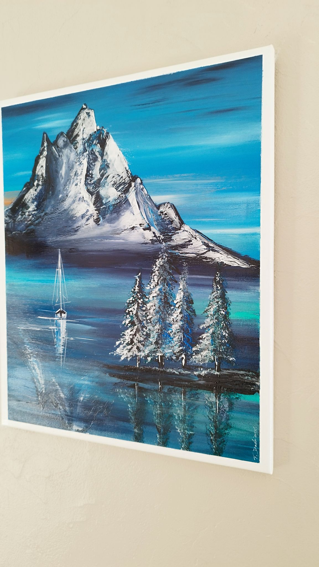 Art contemporain tableau toile œuvre d'art originale bateaux voiliers fluo