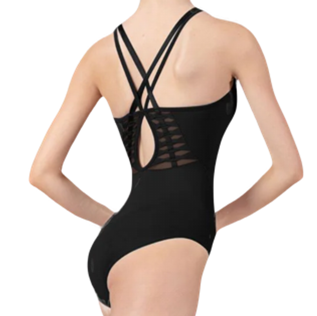 Bloch high neck weave back lucey leotard - BLACK