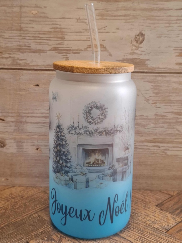 Verre givré noël en bleu