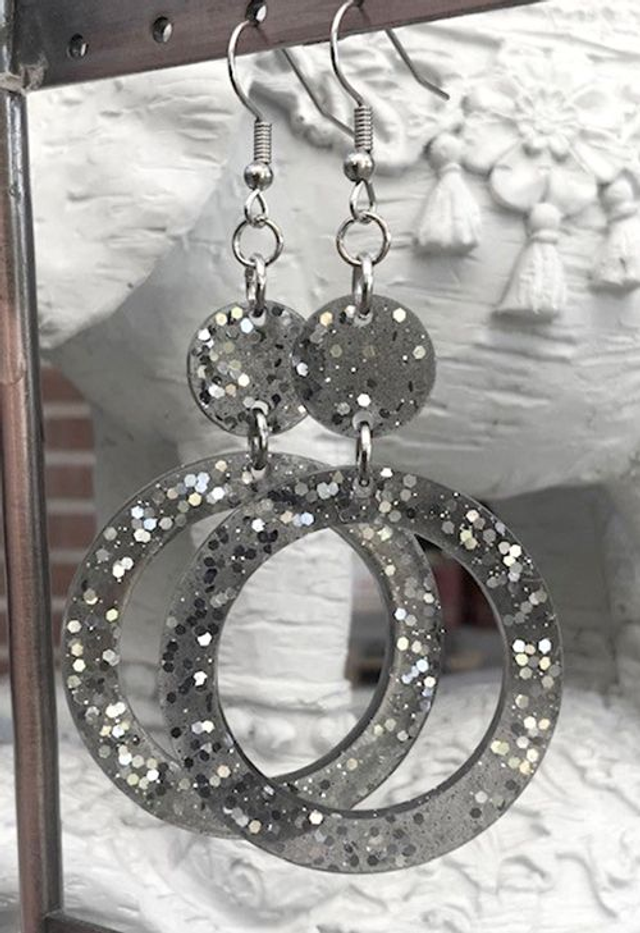 Boucles d'oreilles Glitter Black &amp; white