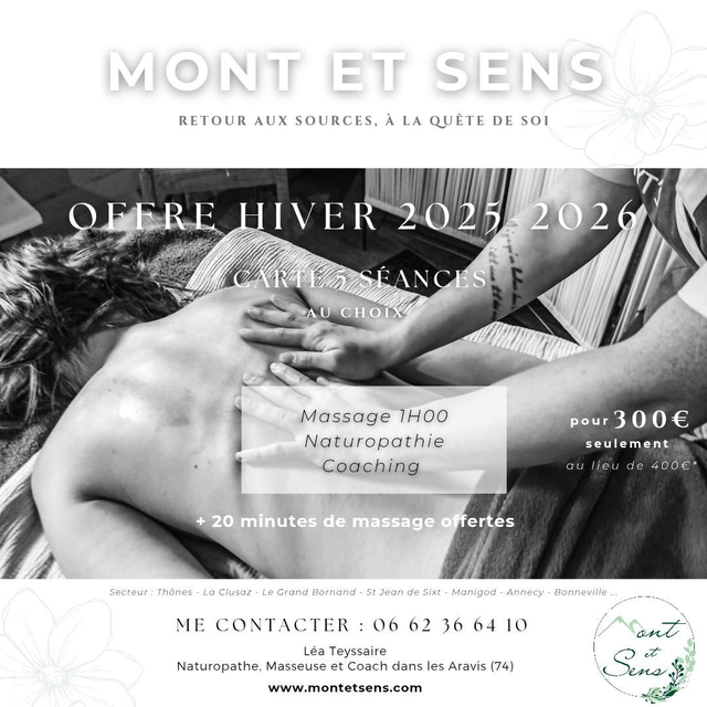 Abonnement 5 Séances ou Massages à 300€ au lieu de 400€ + 20 minutes de massage offertes