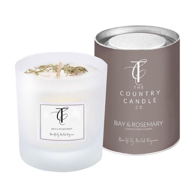 Bay &amp; Rosemary Glass Candle