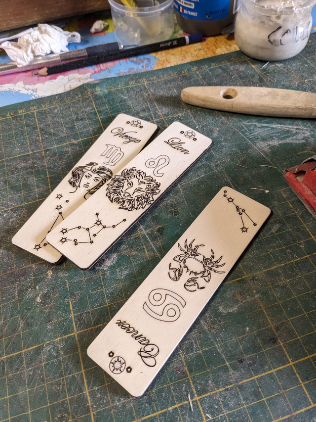 Marque-pages en cp peuplier Personnalisé avec votre signe astrologique