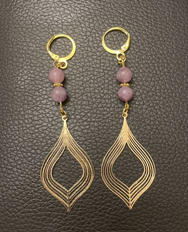 Boucles d'oreilles Lépidolite 6 mm