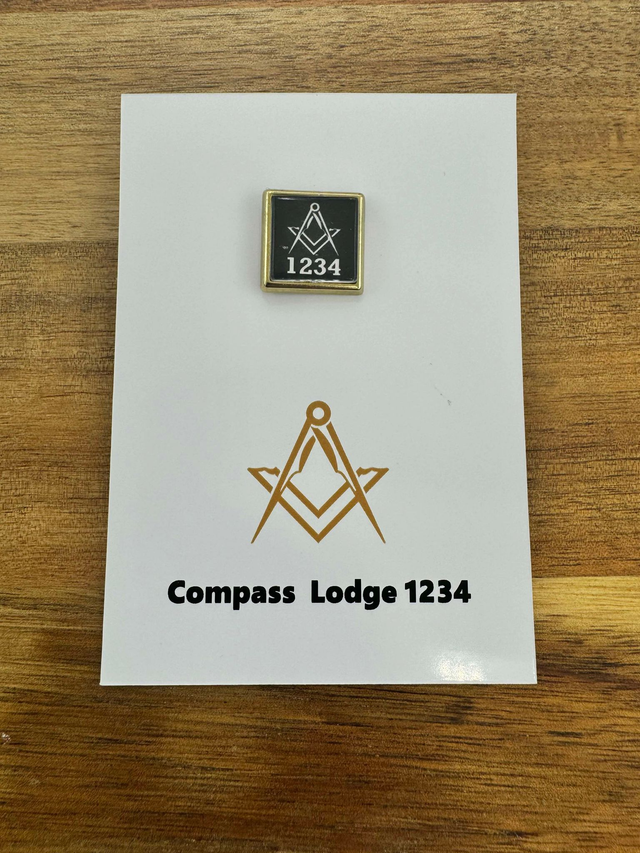 Custom Lodge Lapel Pin - Black Square