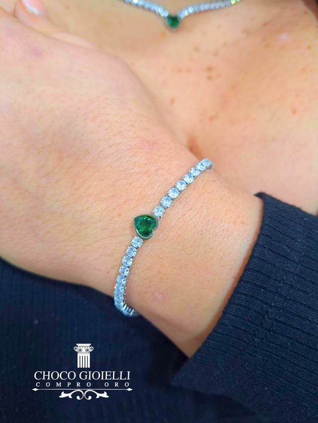 Bracciale Tennis Cuore - Acciaio Inossidabile 