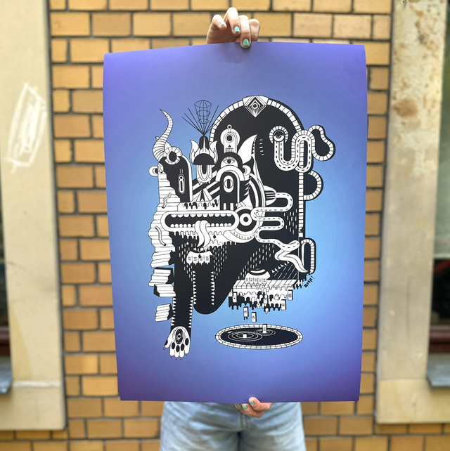 Offsetposter "Psychic Kitty" Lila