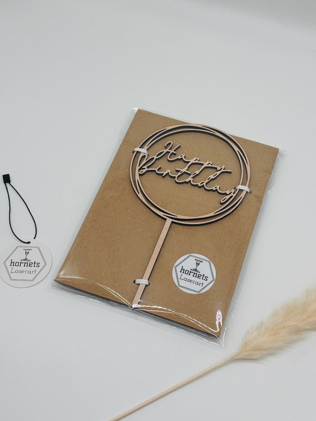 Caketopper Happy Birthday - rund Schreibschrift